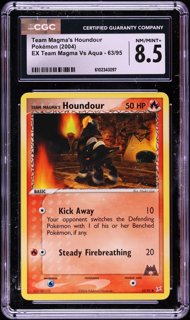 2004 Pokemon EX Team Magma VS Aqua Team Magma's Houndour #63 CGC 8.5 NM-MT+