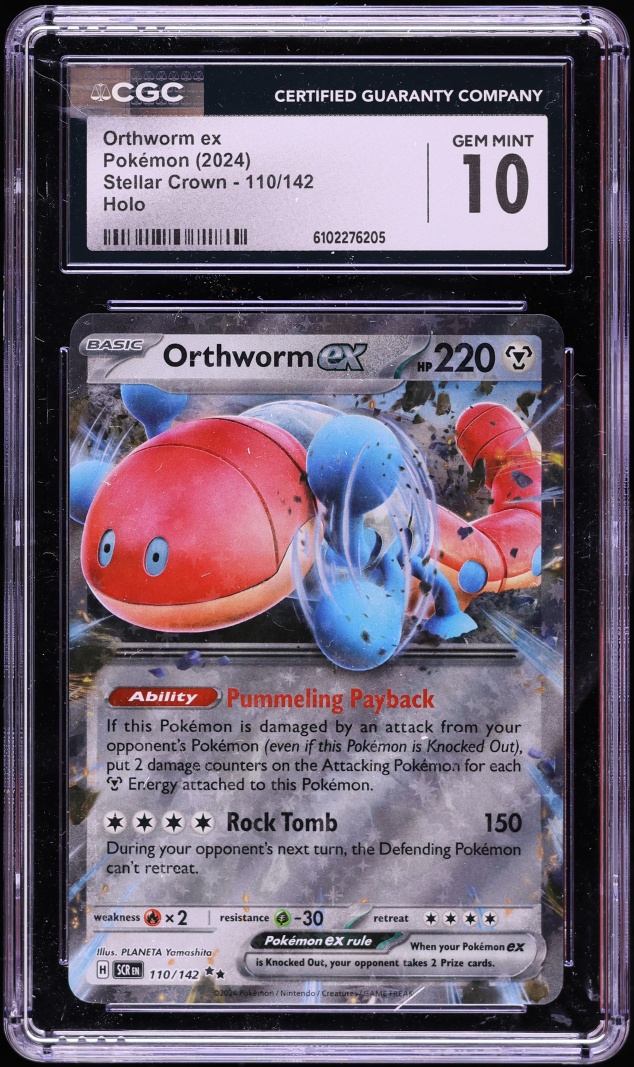 2024 Pokemon Scarlet & Violet Stellar Crown Holo Orthworm Ex #110 CGC 10 GEM MINT