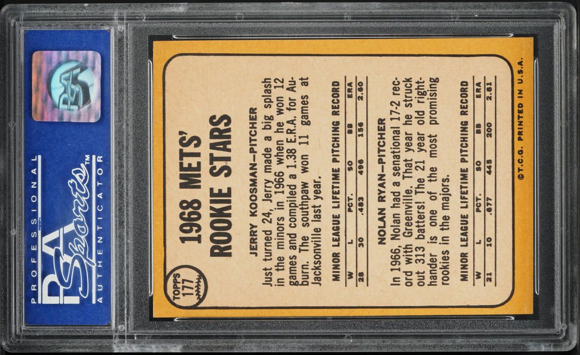 1968 Topps Nolan Ryan ROOKIE #177 PSA 8 NM-MT