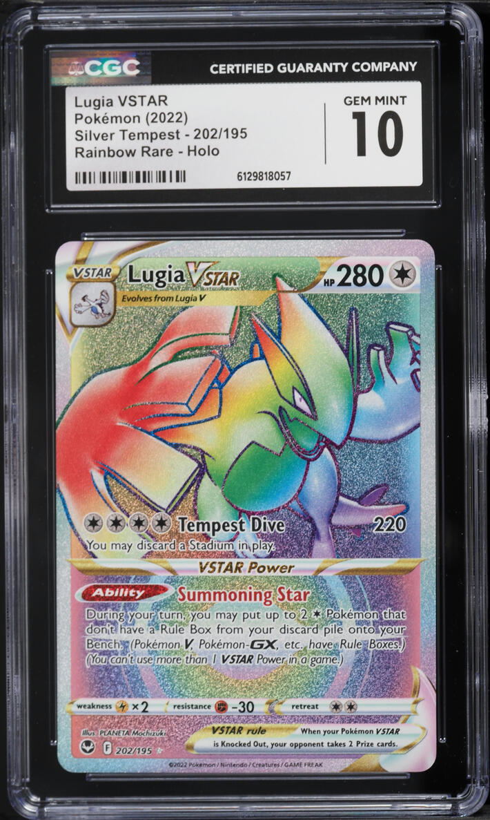 2022 Pokemon Sword & Shield Silver Tempest Rainbow Rare Lugia VSTAR #202 CGC 10 GEM MINT