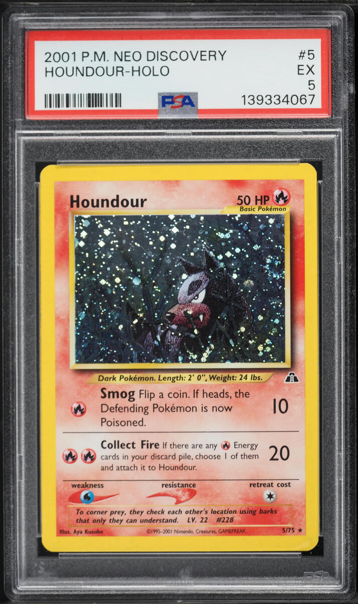 2001 Pokemon Neo Discovery Holo Houndour #5 PSA 5 EX