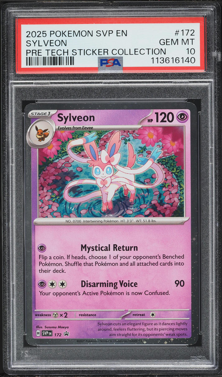 2025 Pokemon Scarlet & Violet Promo Prismatic Evolutions Tech Sticker Sylveon #172 PSA 10 GEM