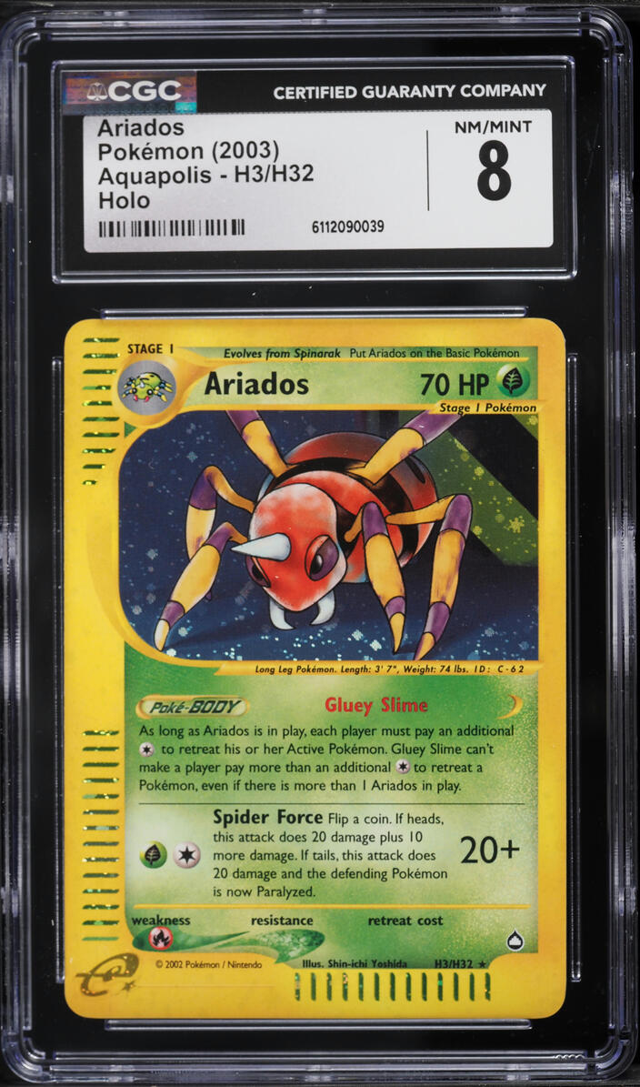 2003 Pokemon Aquapolis Holo Ariados #H3 CGC 8 NM-MT