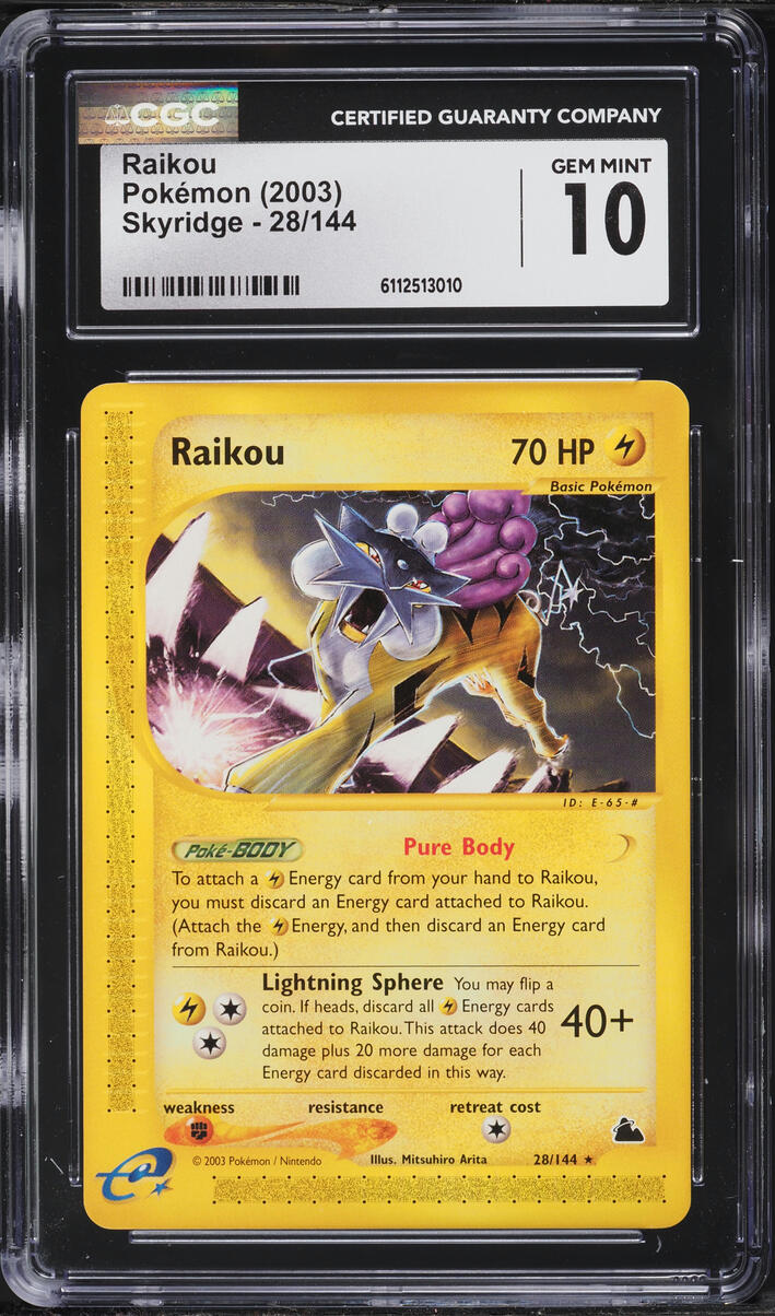 2003 Pokemon Skyridge Raikou #28 CGC 10 GEM MINT