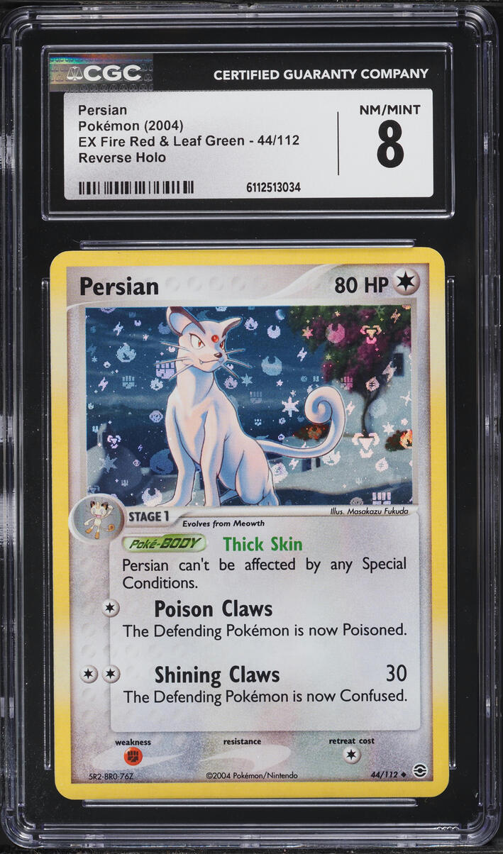 2004 Pokemon EX Fire Red & Leaf Green Holo Persian #44 CGC 8 NM-MT
