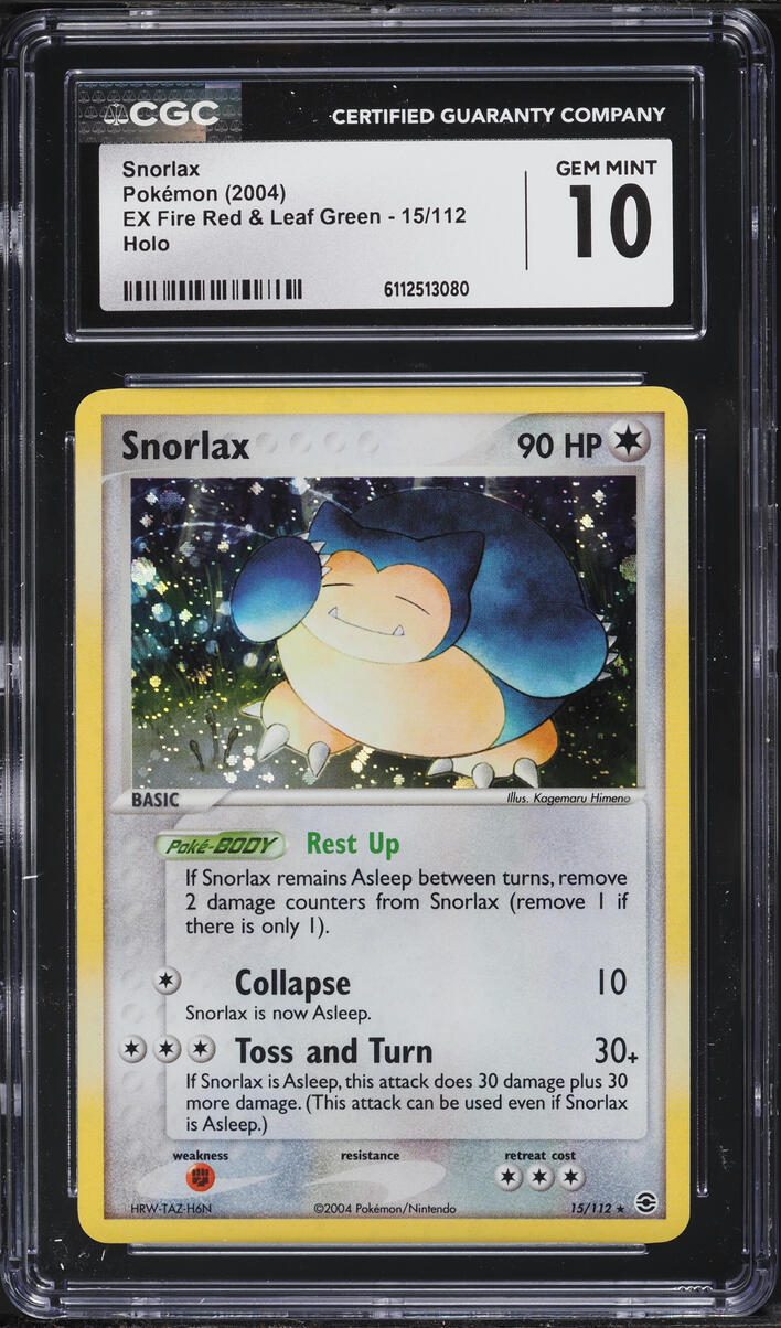 2004 Pokemon EX Fire Red & Leaf Green Holo Snorlax #15 CGC 10 GEM MINT