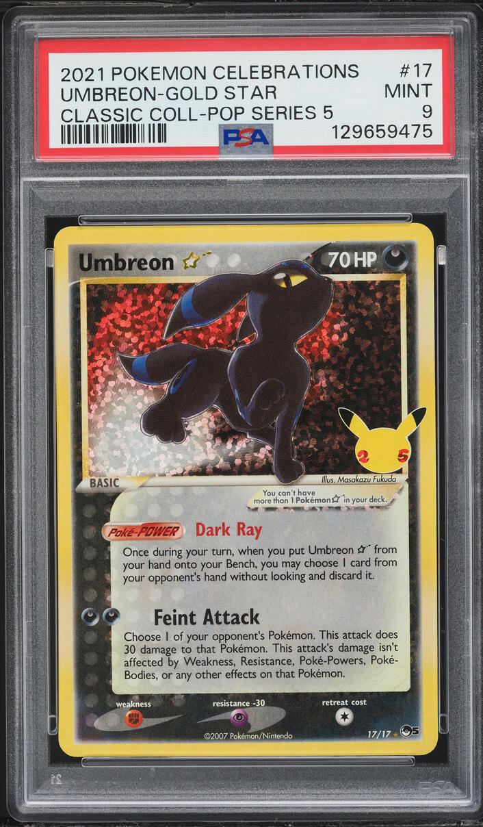 2021 Pokemon SWSH Celebrations Classic Collection Holo Umbreon Gold Star #17 PSA 9 MINT
