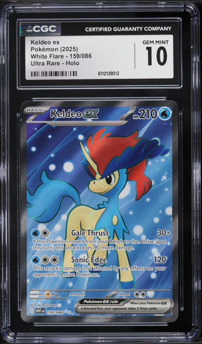 2025 Pokemon Scarlet & Violet White Flare Full Art Keldeo ex #159 CGC 10 GEM MINT