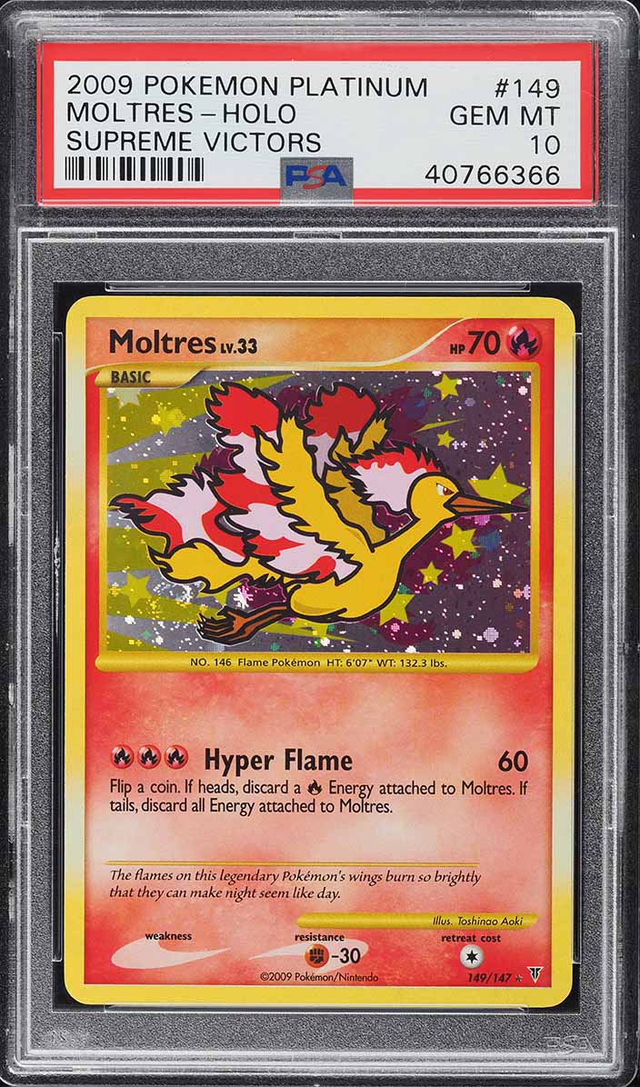 2009 Pokemon Platinum Supreme Victors Holo Moltres #149 PSA 10 GEM MINT