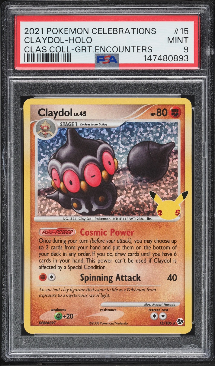 2021 Pokemon Sword & Shield Celebrations Classic Collection Holo Claydol #15 PSA 9 MINT