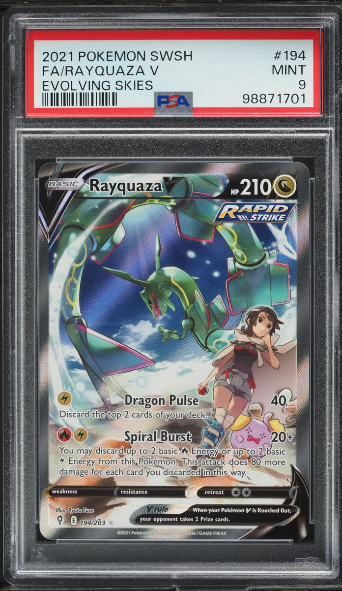 2021 Pokemon Sword & Shield Evolving Skies Alt Art Rayquaza V #194 PSA 9 MINT