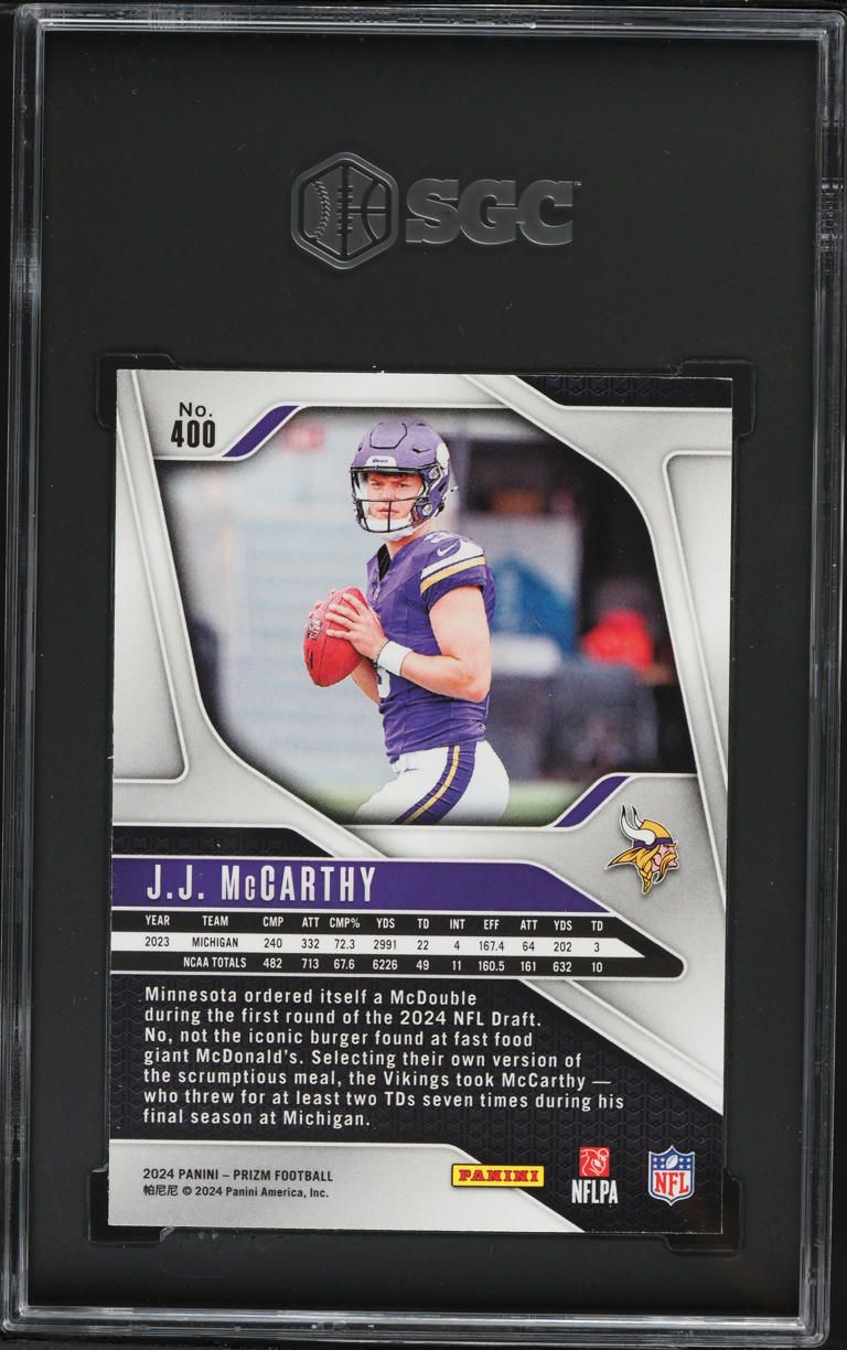 2024 Panini Prizm J.J. McCarthy ROOKIE #400 SGC 9.5 MINT+