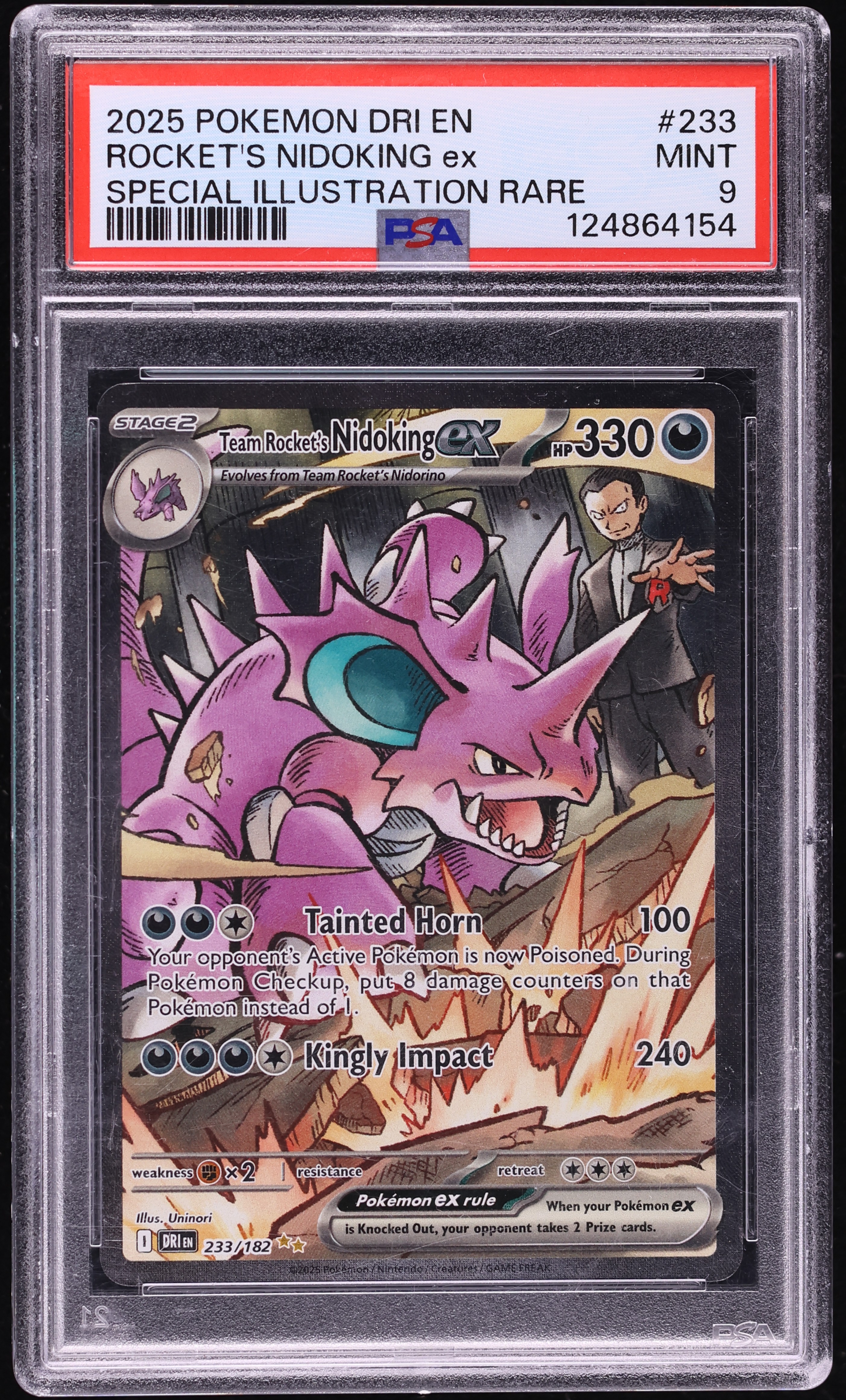 2025 Pokemon Scarlet & Violet Destined Rivals SIR Team Rocket's Nidoking ex #233 PSA 9 MINT