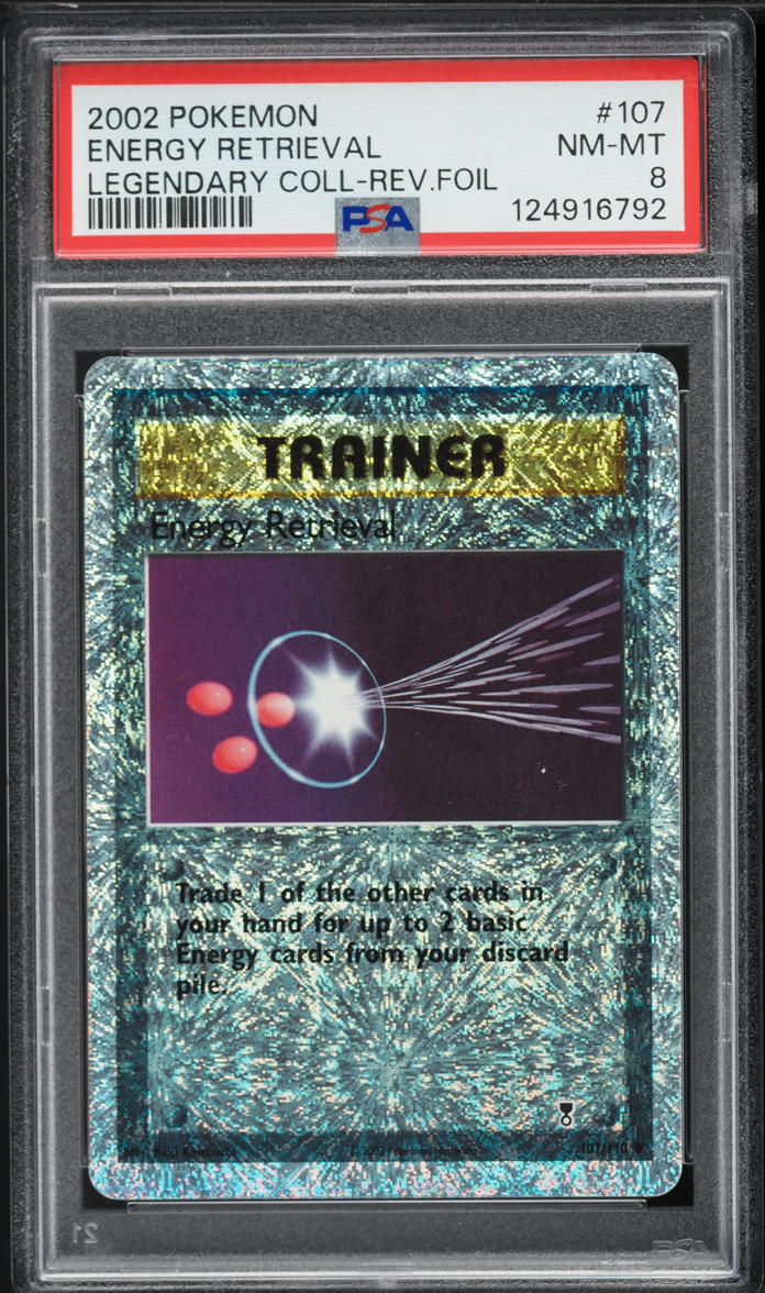 2002 Pokemon Legendary Collection Reverse Holo Energy Retrieval #107 PSA 8 NM-MT