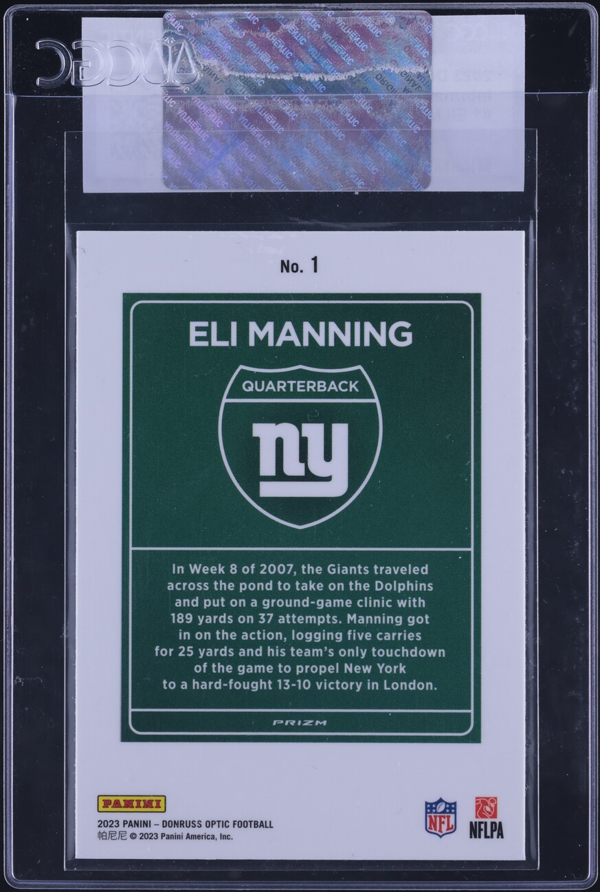 2023 Donruss Optic International Downtown Eli Manning #1 CGC AUTH