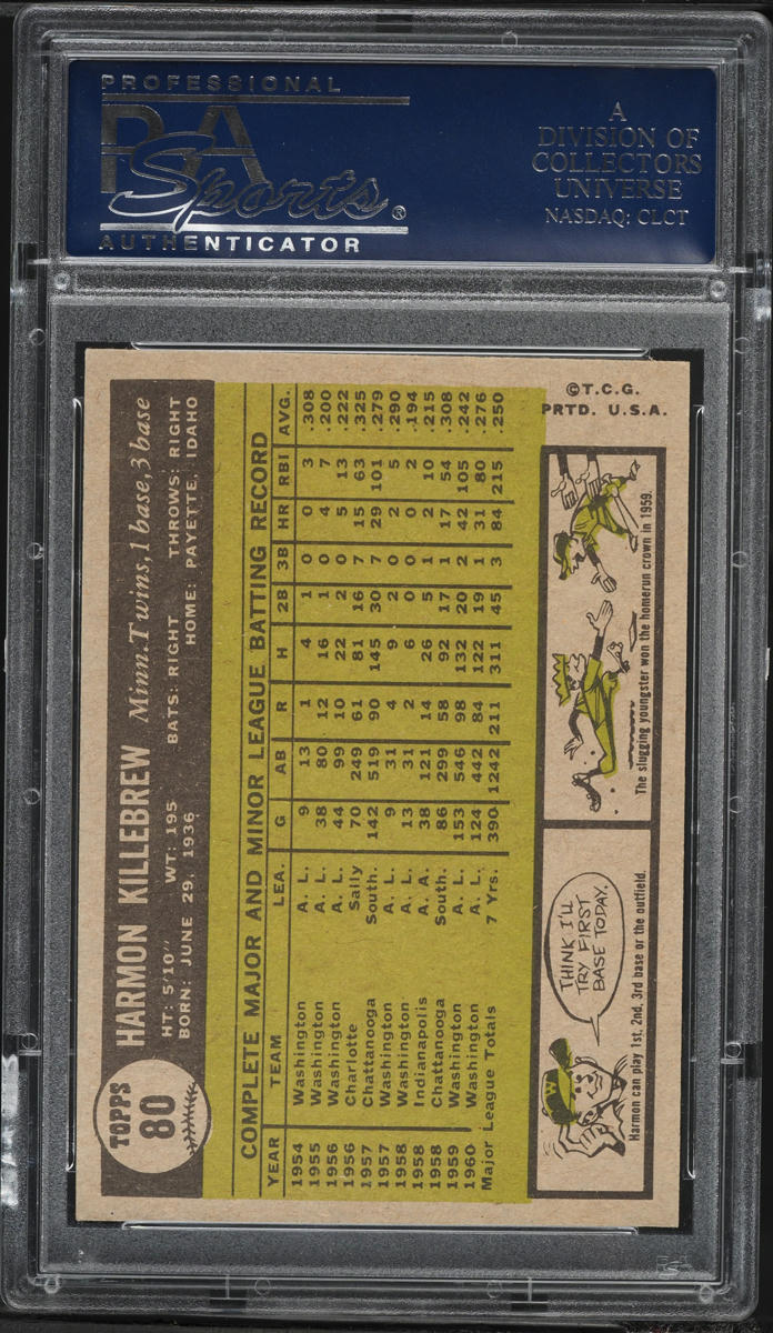 1961 Topps Harmon Killebrew #80 PSA 7 NRMT