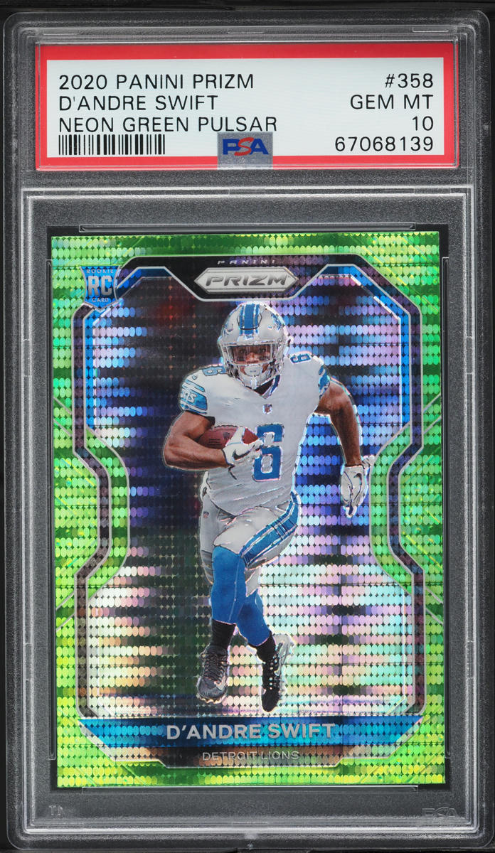 2020 Panini Prizm Neon Green Pulsar D'Andre Swift ROOKIE #358 PSA 10 GEM MINT
