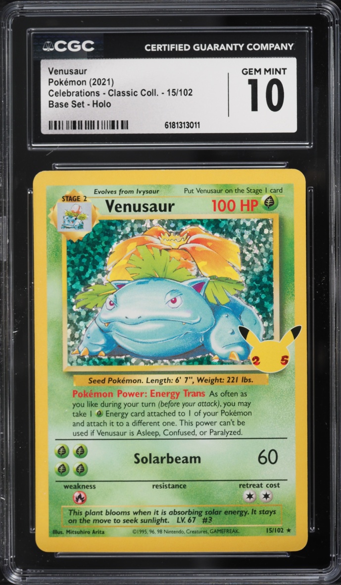 2021 Pokemon Sword & Shield Celebrations Classic Collection Holo Venusaur #15 CGC 10 Gem Mint