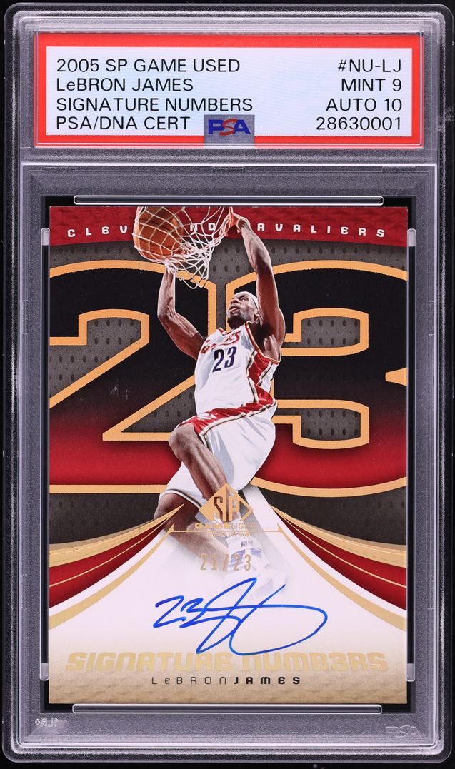 2005 SP Game Used Signature Numbers LeBron James AUTO DNA 10 /23 #NU-LJ PSA 9 MINT