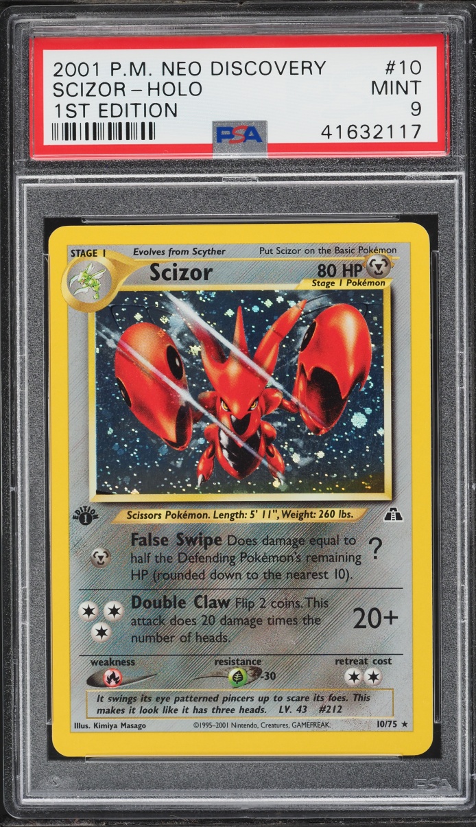 2001 Pokemon Neo Discovery 1st Edition Holo Scizor #10 PSA 9 MINT