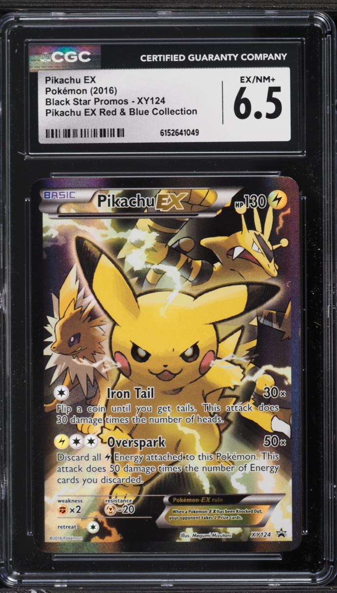 2016 Pokemon XY Promo Red & Blue Collection Full Art Pikachu EX #XY124 CGC 6.5 EXMT+
