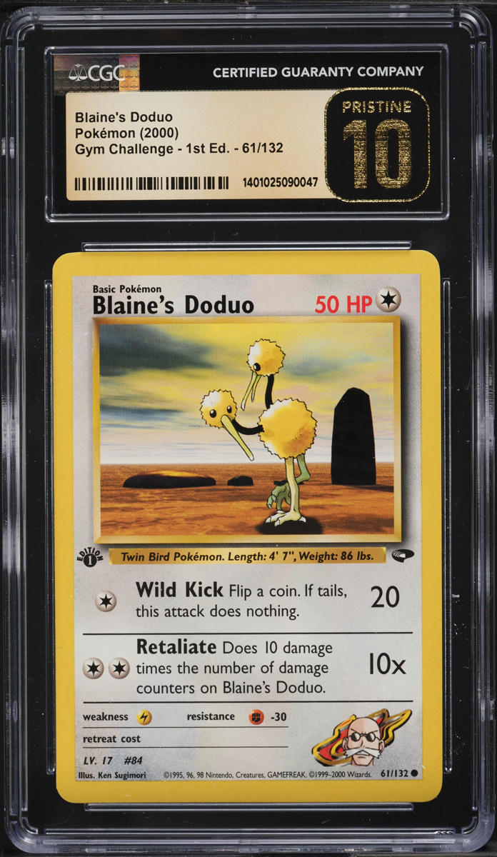2000 Pokemon Gym Challenge 1st Edition Blaine's Doduo #61 CGC 10 PRISTINE - Main Image