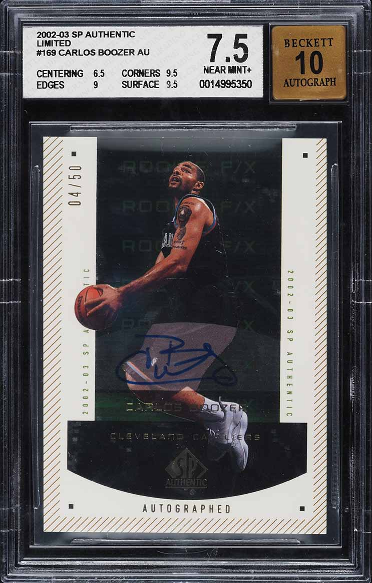 2002 SP Authentic Limited Carlos Boozer ROOKIE AUTO /50 #169 BGS 7.5 NRMT+