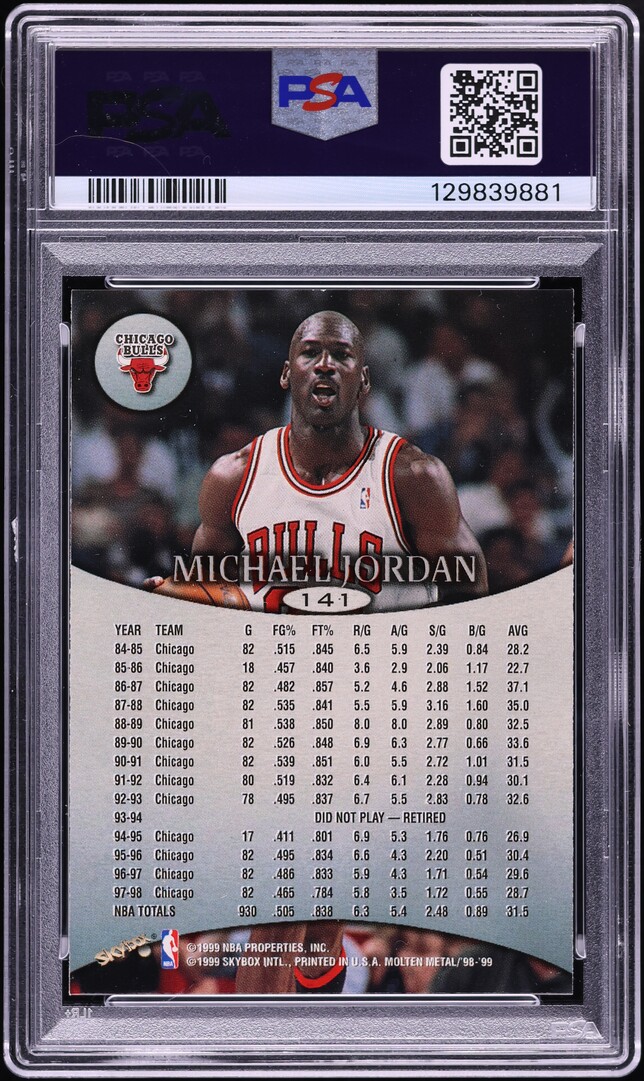 1998 Skybox Molten Metal Michael Jordan #141 PSA 7 NRMT