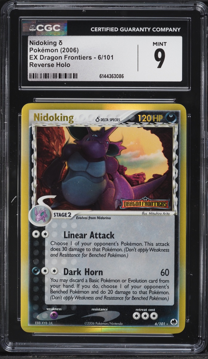 2006 Pokemon EX Dragon Frontiers Reverse Holo Nidoking #6 CGC 9 MINT