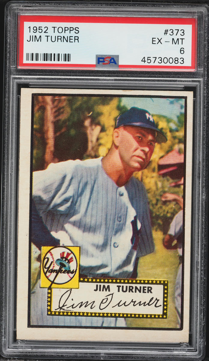 1952 Topps Jim Turner ROOKIE #373 PSA 6 EXMT