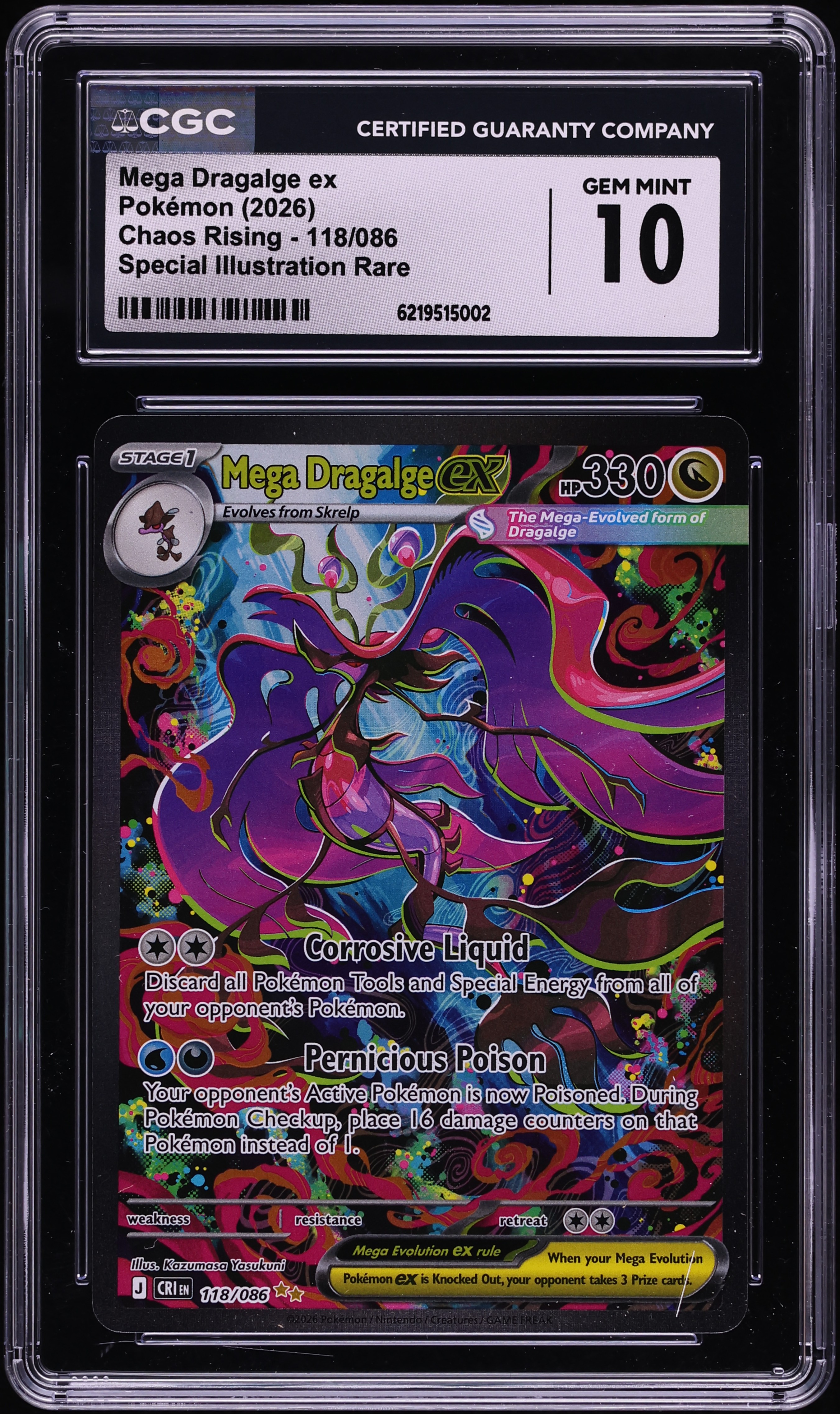 2026 Pokemon Mega Evolution Chaos Rising SIR Mega Dragalge Ex #118 CGC 10 GEM MINT