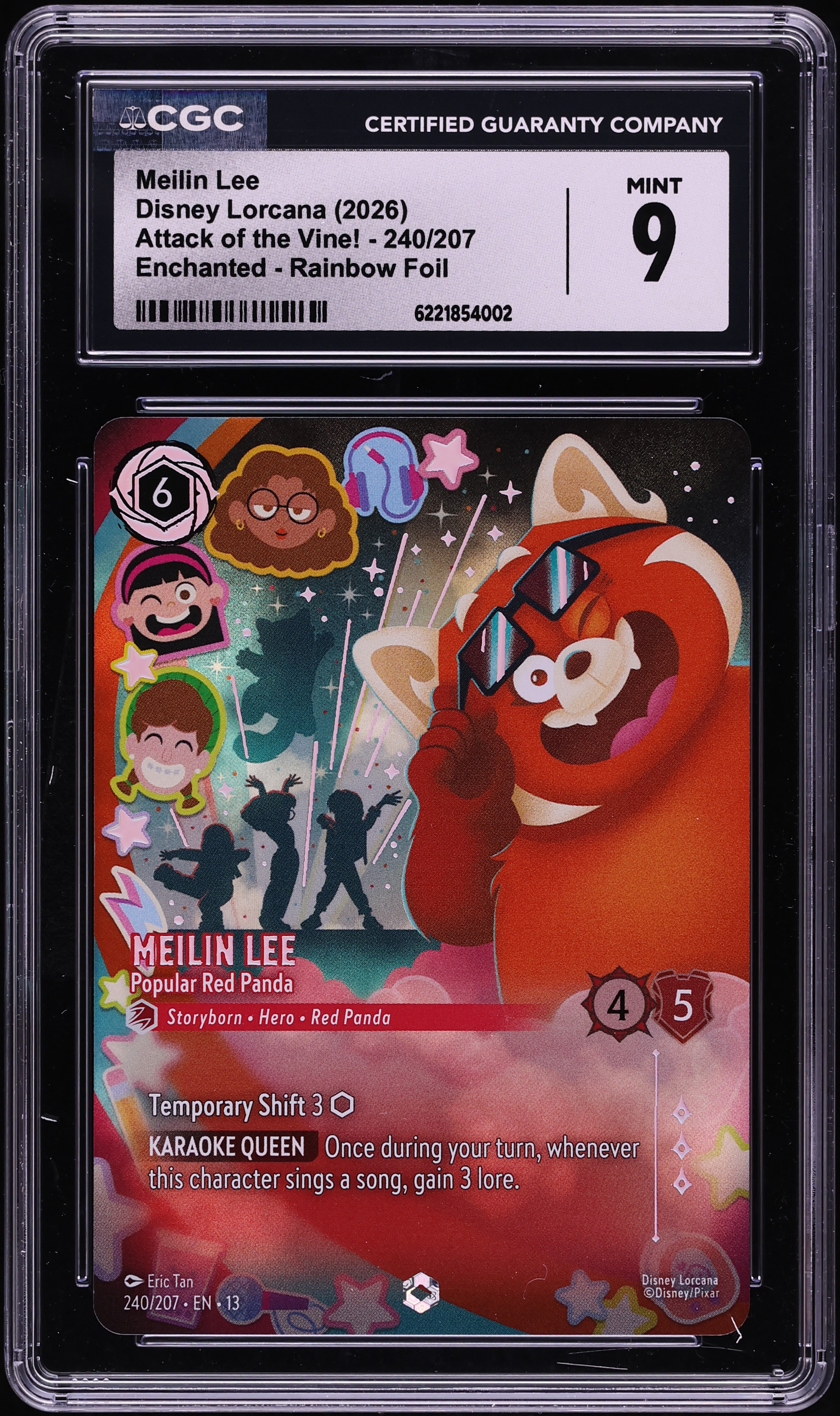 2026 Disney Lorcana Attack Of Vine! Enchanted Rainbow Foil Meilin Lee Popular Red Panda CGC 9