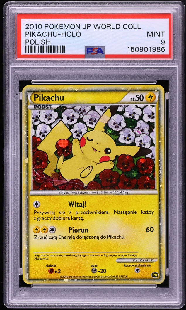 2010 Pokemon Polish HeartGold & SoulSilver World Collection Holo Pikachu PSA 9 MINT