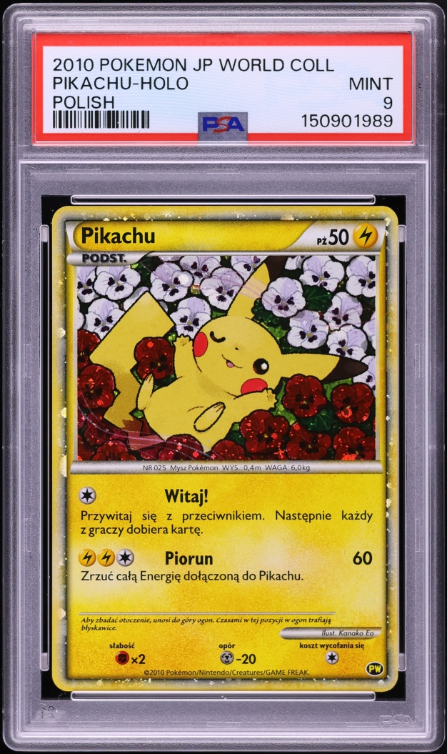 2010 Pokemon Polish HeartGold & SoulSilver World Collection Holo Pikachu PSA 9 MINT
