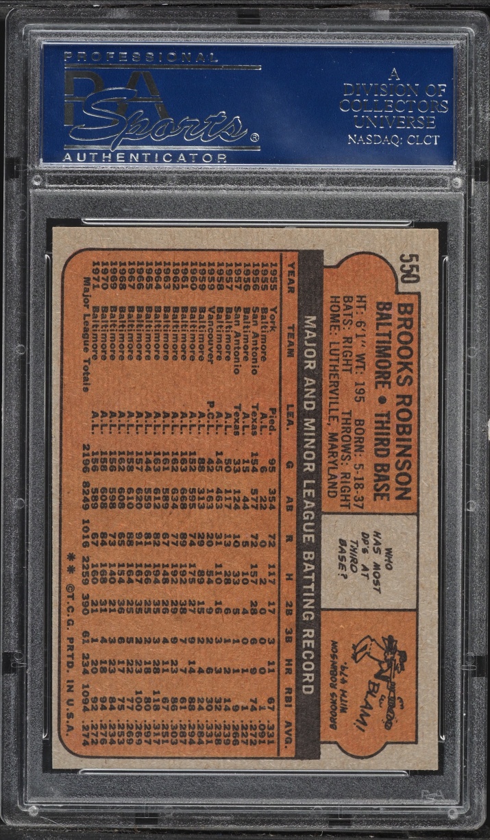 1972 Topps Brooks Robinson #550 PSA 8 NM-MT