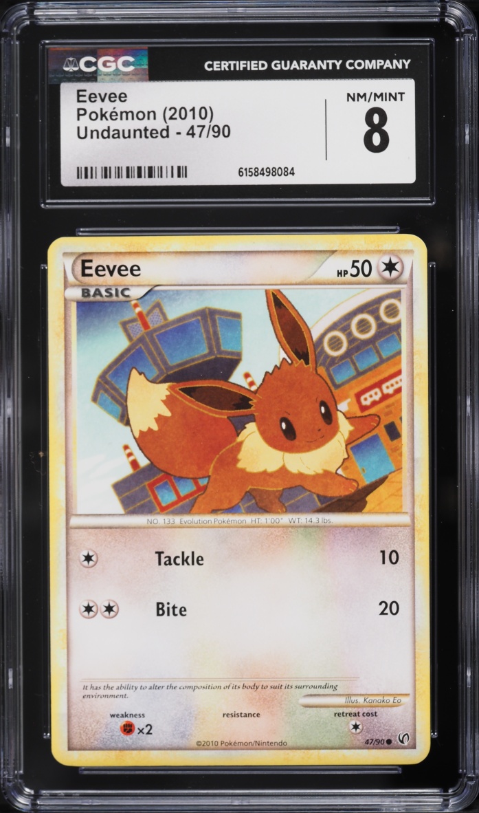 2010 Pokemon HeartGold & SoulSilver Undaunted Eevee #47 CGC 8 NM-MT