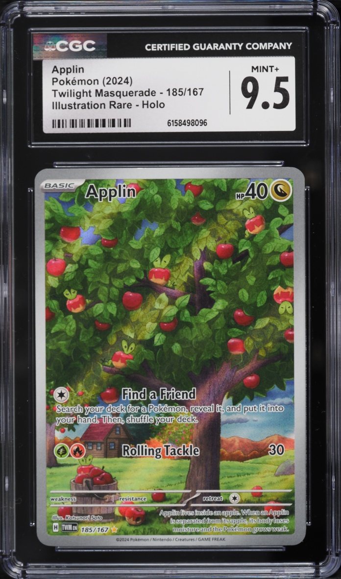 2024 Pokemon Scarlet & Violet Twilight Masquerade IR Applin #185 CGC 9.5 MINT+
