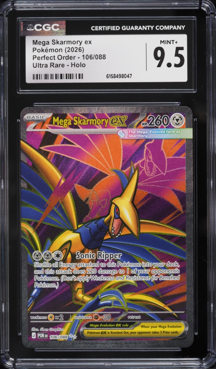 2026 Pokemon Mega Evolution Perfect Order Full Art Mega Skarmory EX #106 CGC 9.5 MINT+
