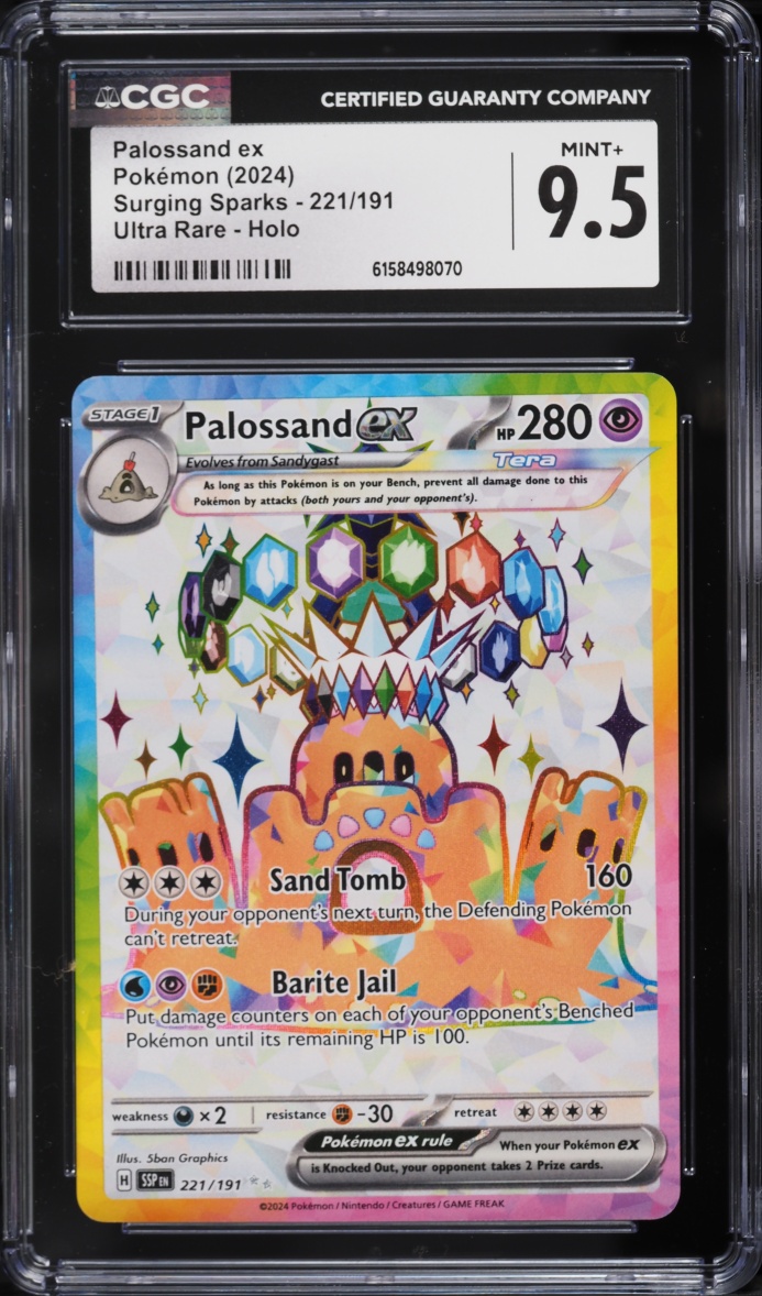 2024 Pokemon Scarlet & Violet Surging Sparks Full Art Palossand EX #221 CGC 9.5 MINT+