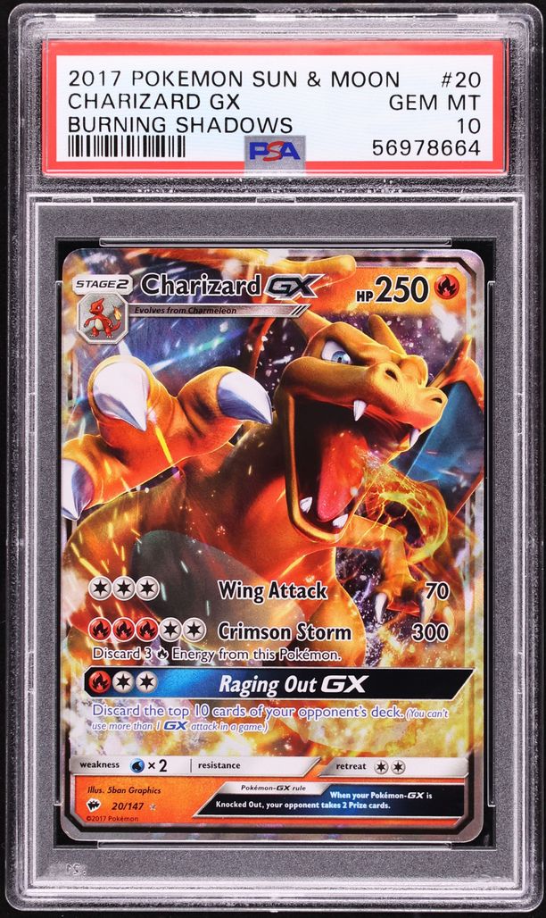 2017 Pokemon Sun & Moon Burning Shadows Holo Charizard GX #20 PSA 10 GEM MINT