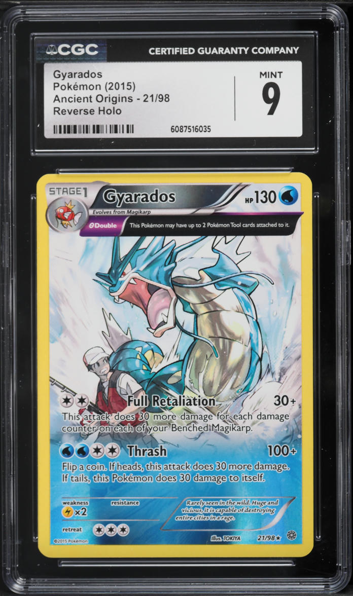 2015 Pokemon XY Ancient Origins Reverse Holo Gyarados #21 CGC 9 MINT