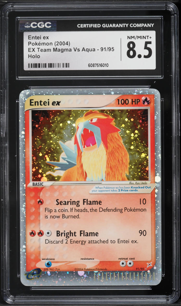 2004 Pokemon EX Team Magma Vs Aqua Holo Entei ex #91 CGC 8.5 NM-MT+