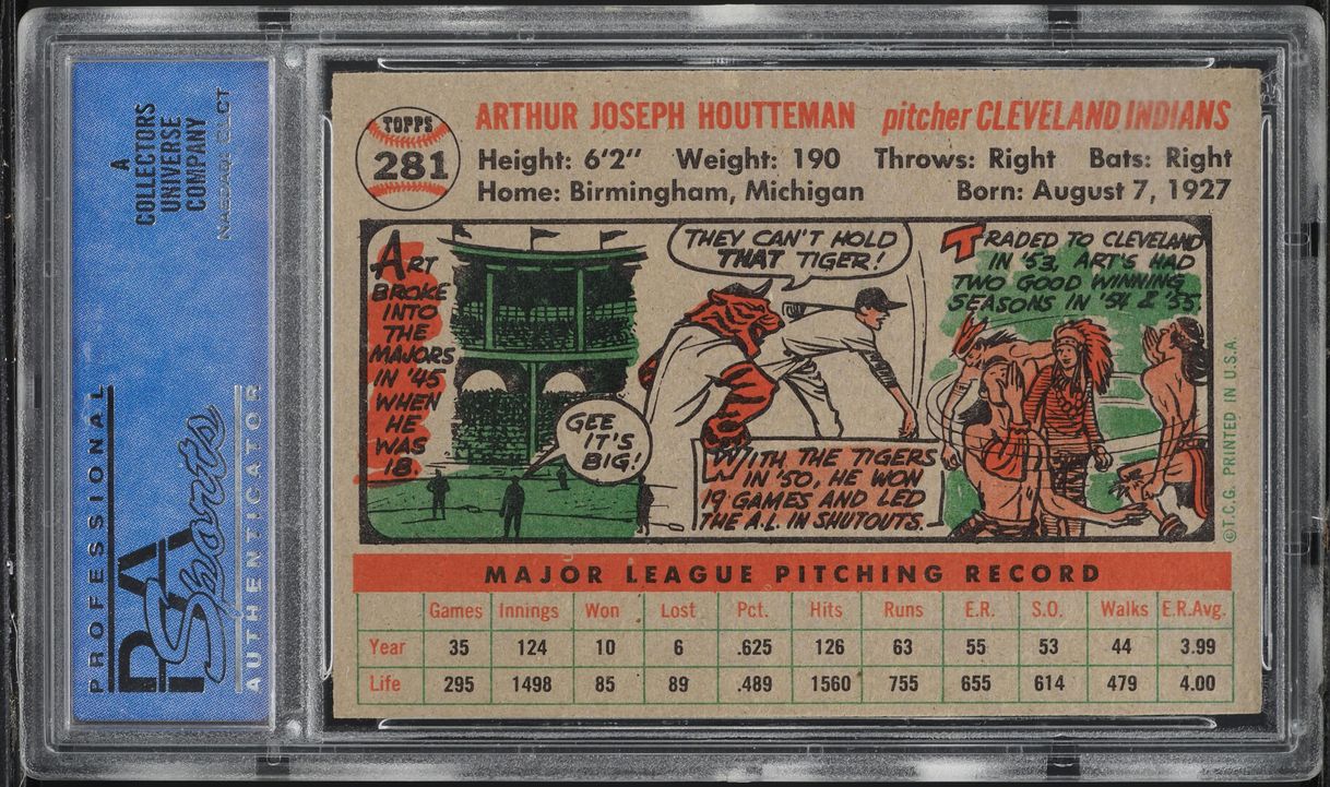 1956 Topps Art Houtteman #281 PSA 8 NM-MT