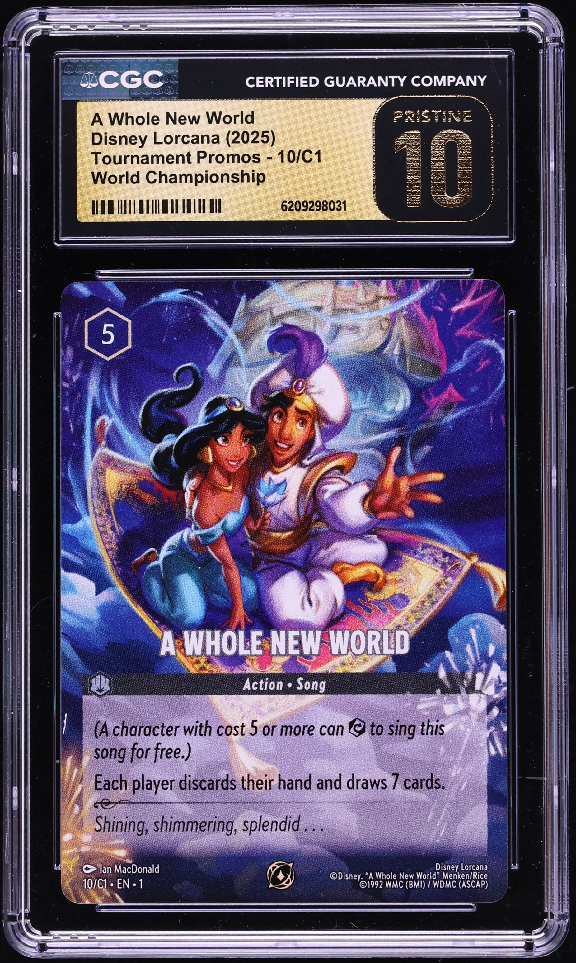 2025 Disney Lorcana Tournament Promo World Championship A Whole New World #10 CGC 10 PRISTINE
