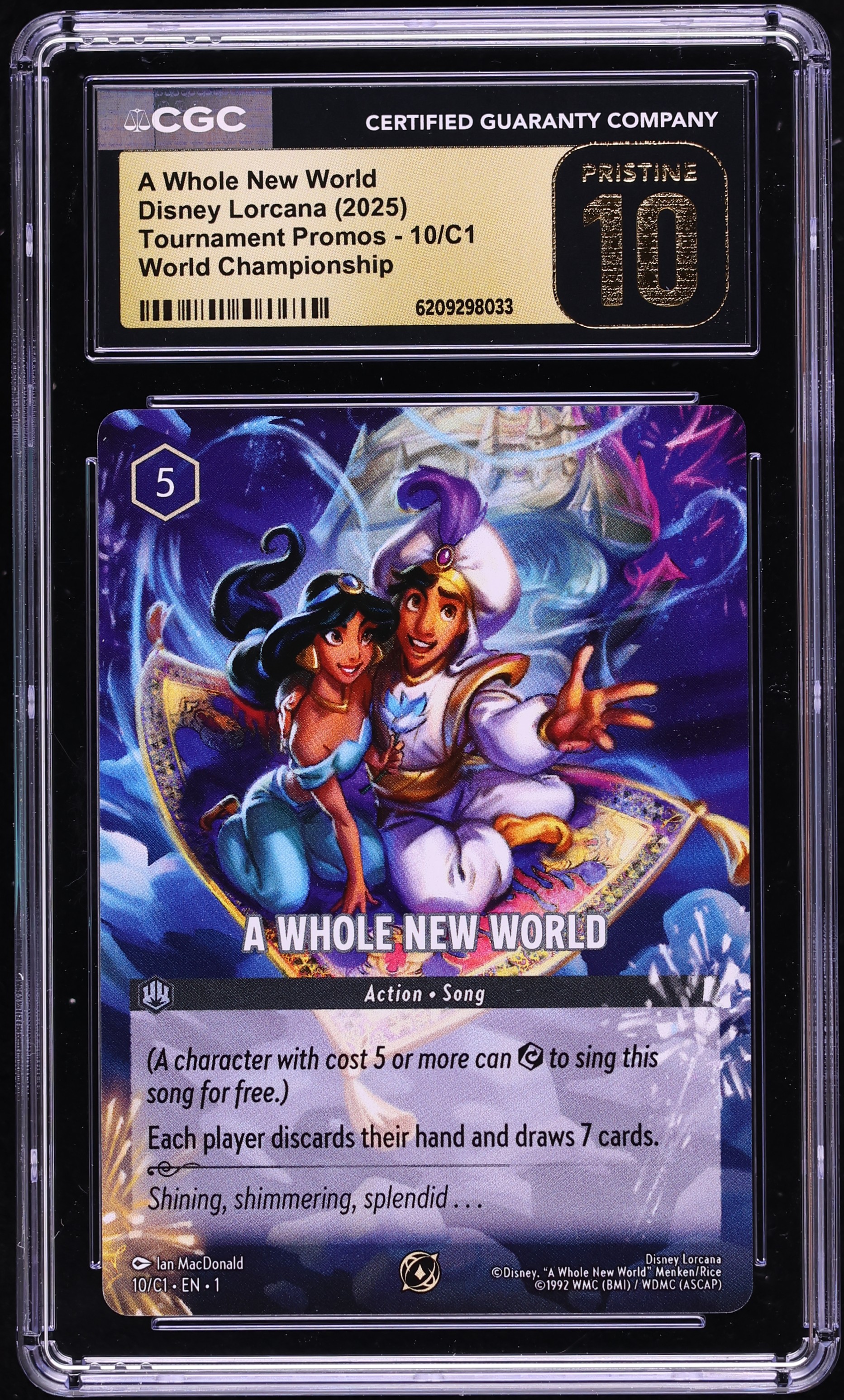 2025 Disney Lorcana Tournament Promo World Championship A Whole New World #10 CGC 10 PRISTINE