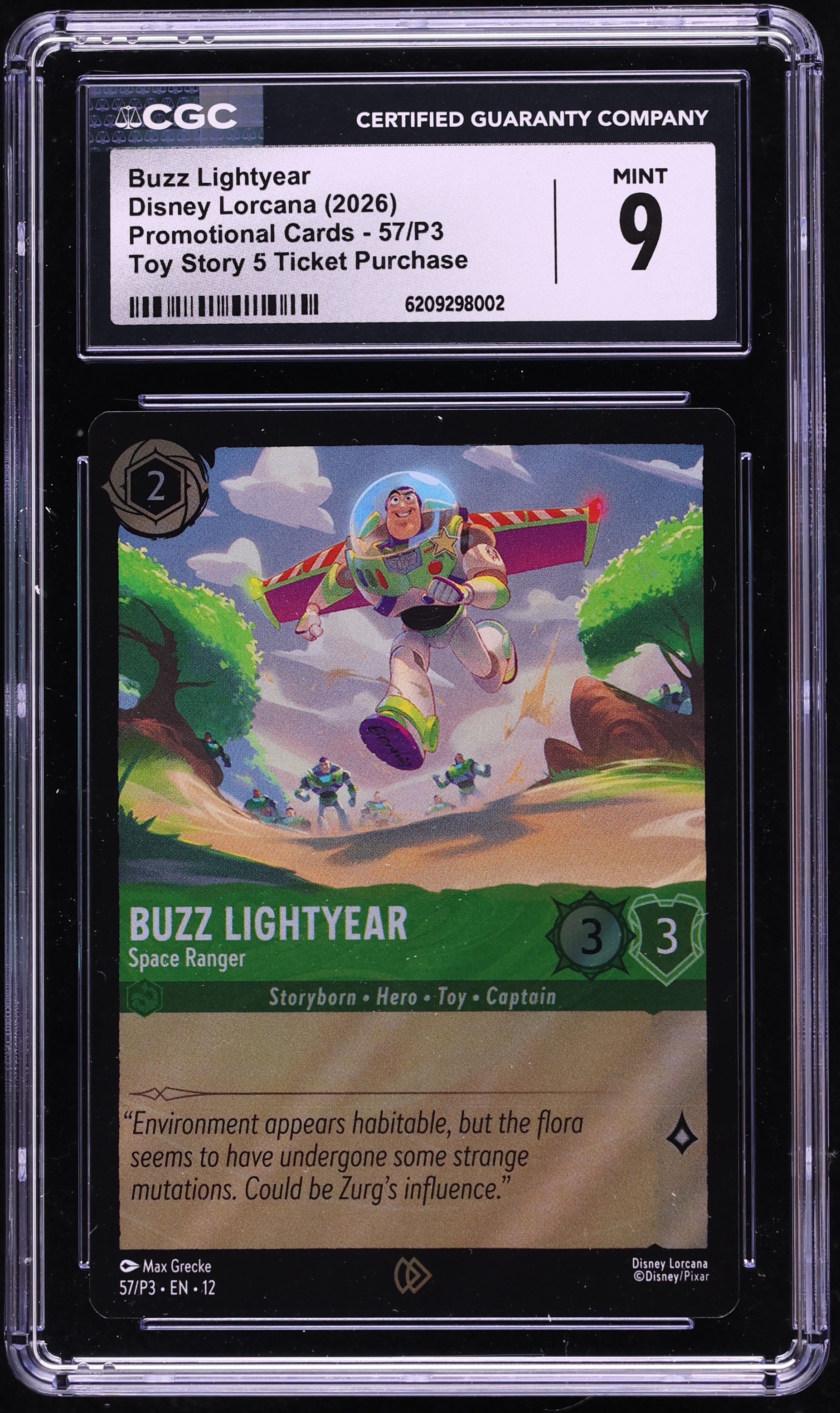2026 Disney Lorcana Promo Toy Story 5 Ticket Purchase Buzz Lightyear Space Ranger #57 CGC 9