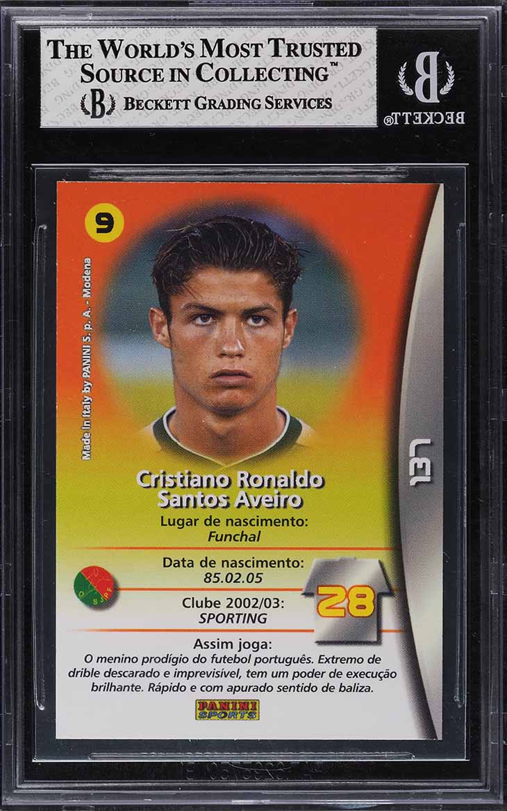 2003 Panini Sports Mega Craques Cristiano Ronaldo ROOKIE BGS 7.5 NRMT+
