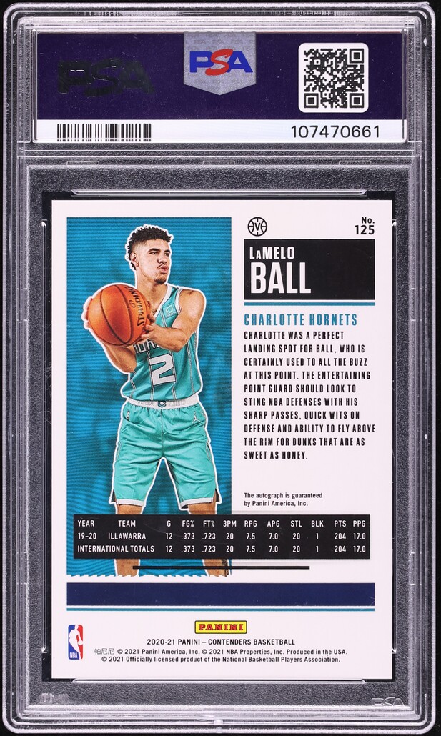 2020 Panini Contenders Playoff Ticket LaMelo Ball ROOKIE AUTO /99 #125 PSA 10 GEM MINT