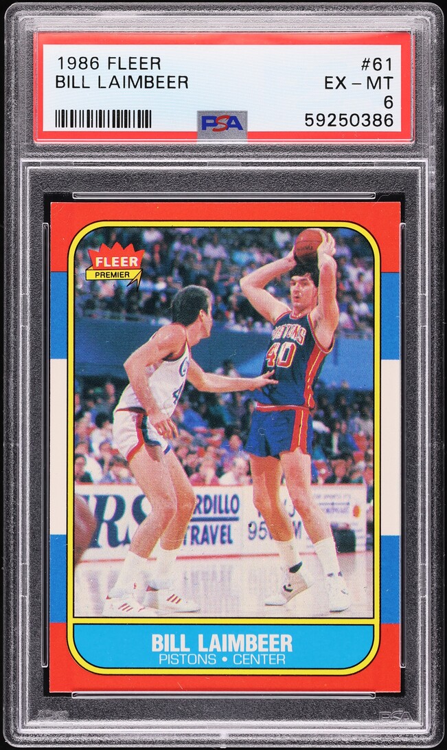 1986 Fleer Basketball Bill Laimbeer #61 PSA 6 EXMT