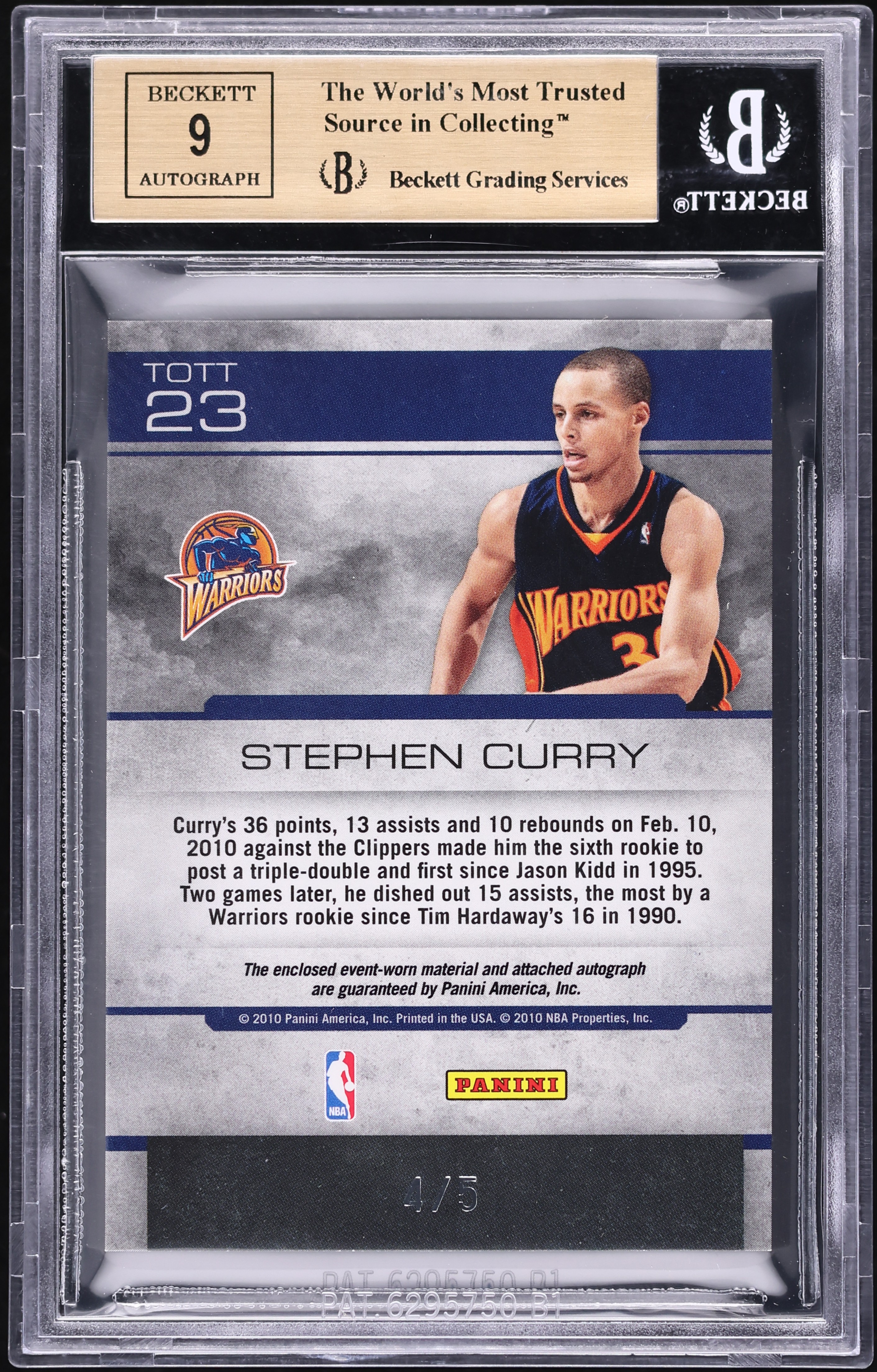 2009 Absolute TOTT Black Double Spectrum Stephen Curry RC